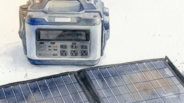 ポータブル電源と携帯型ソーラー充電パネル