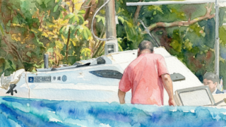 諸喜田タケルと見られる平和丸船長の後ろ姿