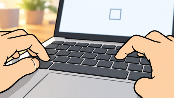 キーボードの2つのキーを同時に押そうとしている手元