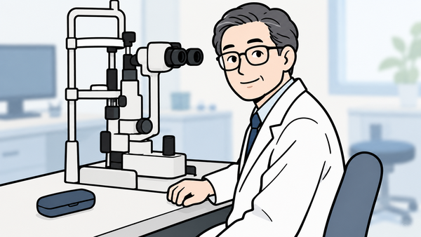 眼鏡をかけた眼科医のイラスト